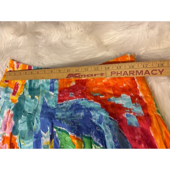 Lauren Ralph Lauren Womens Multi-Color Abstract Pleated Artsy Skirt Sz 6 Boho - Picture 5 of 7